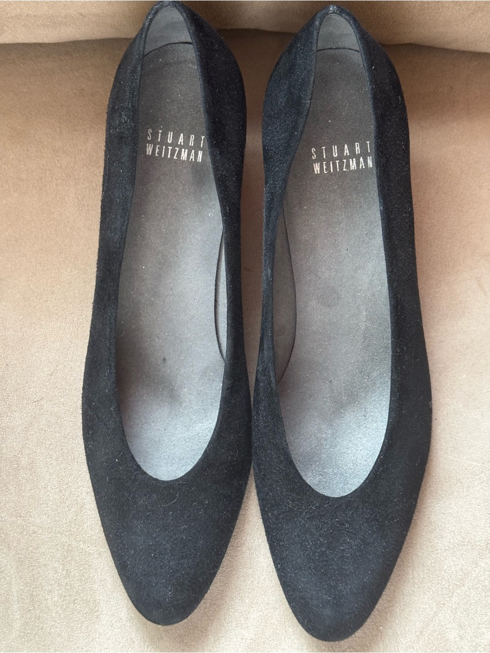 Stuart Weitzman Black Suede Pumps.